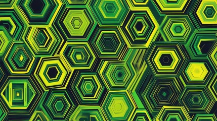 Abstract green and yellow hexagon pattern.