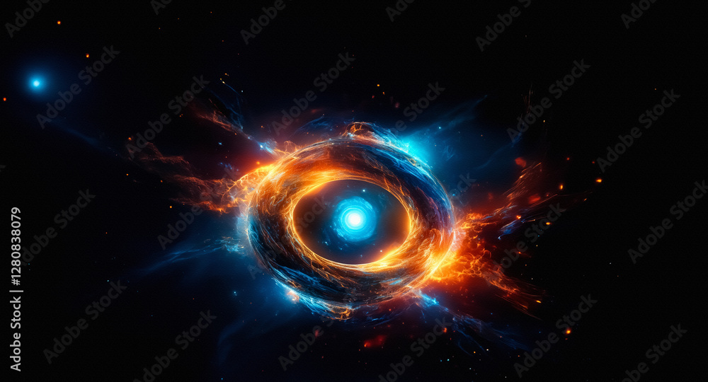 Aufkleber vibrant energy swirls around a central glowing orb, creating a dynamic cosmic display against the da