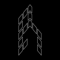 Outline logo design letter R. Suitable for t-shirts, companies, gamers, sports, construction, and so on. The outline logo is in the form of arrows. Logo Outline Style Arrows and Buildings.