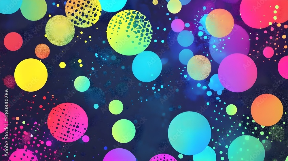 Poster vibrant abstract background with colorful circles pattern, modern and decorative style