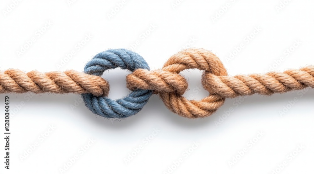 Poster intertwined rope rings teamwork unity connection concept