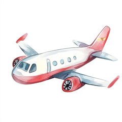 Cute Minimal Watercolor Airplane Isolated on White Background Perfect for Travel Themes Children's Art or Fun Illustrations in a Playful and Whimsical Style