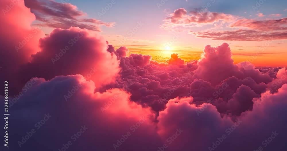 Poster sunset clouds and horizon with golden light over the clouds and colorful sky