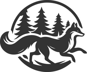 A fox running swiftly through the forest vector animal silhouette