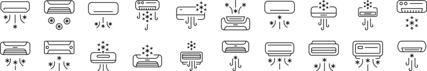 Cooling Air Conditioner Modern Outline Style Icons for Design, Cards, Apps, Social Networks