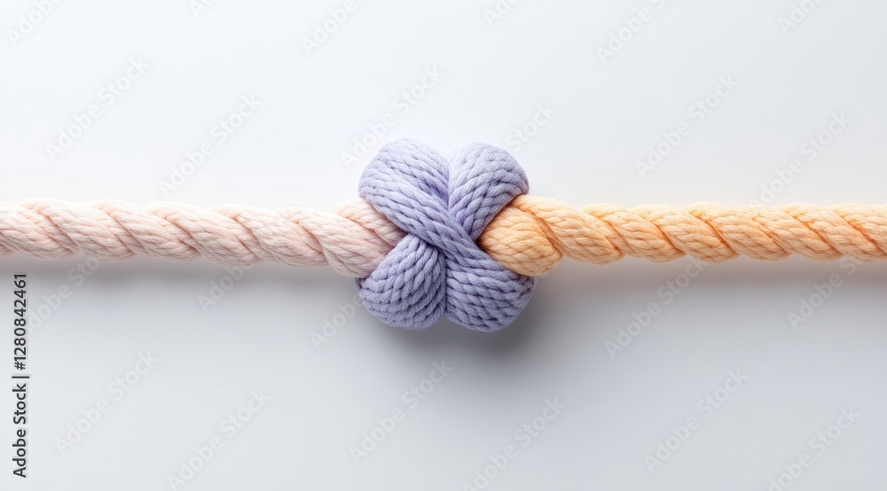Poster interconnected pastel ropes unity teamwork support connection collaboration knot mi