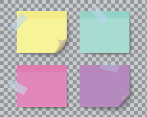 Realistic yellow sticky notes isolated with real shadow on white background.