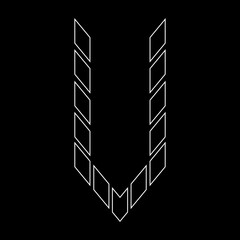 Outline logo design letter V. Suitable for t-shirts, companies, gamers, sports, construction, and so on. The outline logo is in the form of arrows. Logo Outline Style Arrows and Buildings.