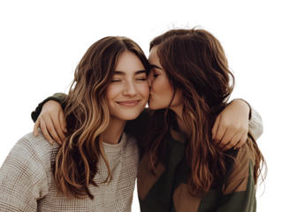 Two Women Sharing a Loving Kiss, Celebrating Friendship and Happiness