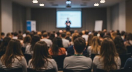 Blurred Audience Listening to Speaker at Conference Meeting Seminar