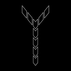 Outline logo design letter Y. Suitable for t-shirts, companies, gamers, sports, construction, and so on. The outline logo is in the form of arrows. Logo Outline Style Arrows and Buildings.