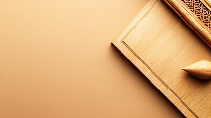 Wooden Tray with Carved Box and Small Wooden Object
