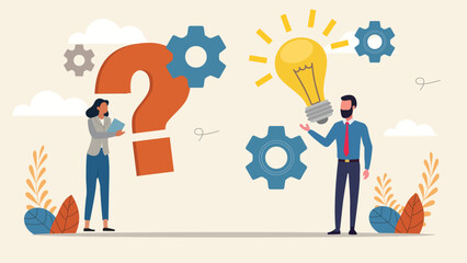 Idea brainstorming, cooperation or collaboration to get solution, teamwork or team meeting to develop idea together, advice or suggestion, solving problem with solution,