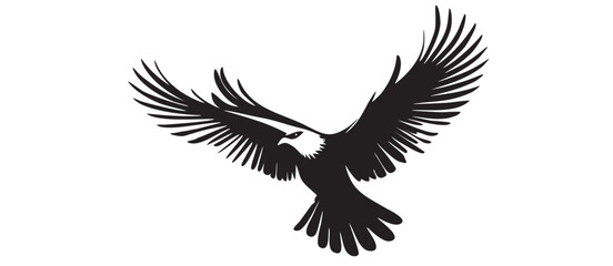 Flying Eagle Silhouette in Monochrome Vector Art