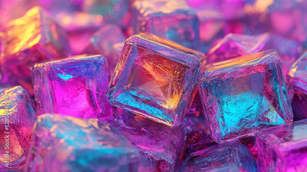 Poster dreamy floating crystals in a vibrant atmosphere create a captivating effect