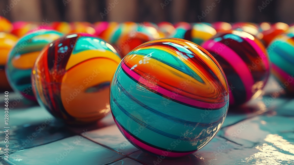 Poster dynamic patterns emerge as vibrant orbs of light create a colorful display