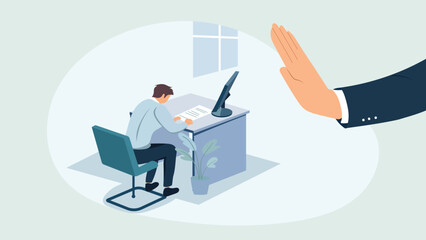 businessman working on laptop Handmade flat illustration ,  business office , working on the desk 