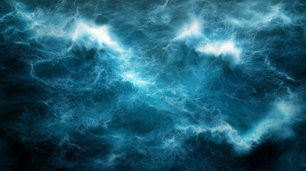 Obraz premium Water of the ocean and waves seen from above.