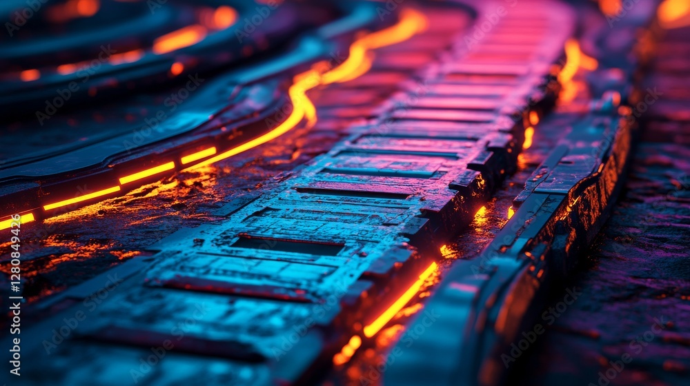 Poster luminous fibers moving dynamically to create abstract light patterns in 4k resolution