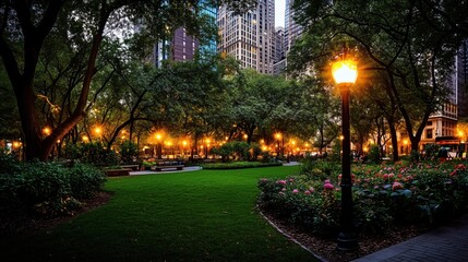 Fototapeta premium Urban Oasis at Sunrise
