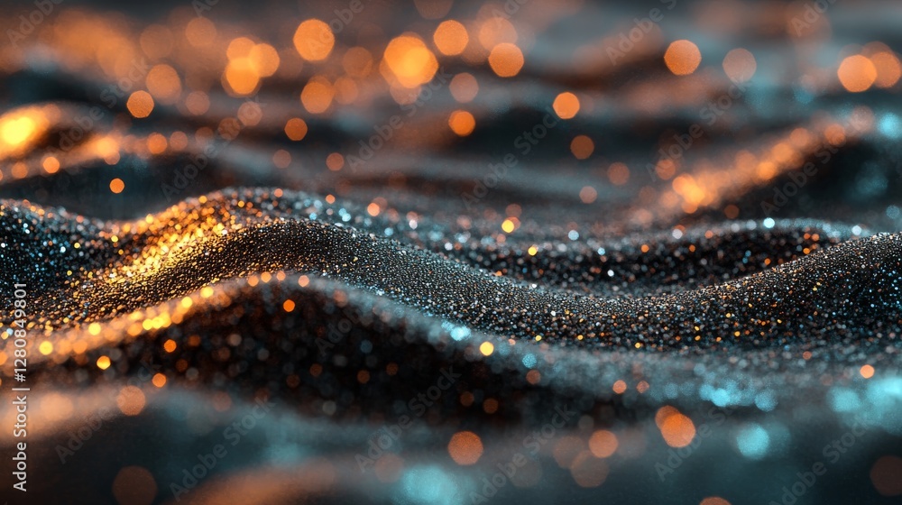 Poster dynamic sparkling abstract background with light reflections and wave patterns in 4k resolution