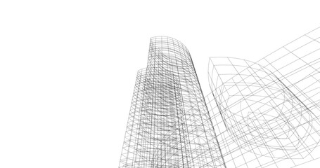 Futuristic Urban Wireframe – Geometric High-Rise Concepts