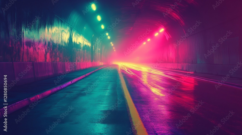 Poster colorful laser beams dance, creating dynamic patterns in the vast darkness