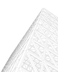 Abstract High-Rise Architecture &ndash; Wireframe Urban Skyscrapers
