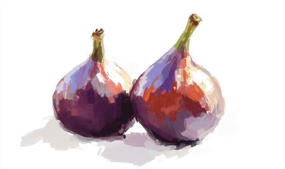 Fototapeta premium Two vibrant, freshly harvested onions resting on a clean surface, showcasing their rich colors and textures