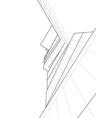 Fototapeta premium Abstract High-Rise Architecture – Wireframe Urban Skyscrapers