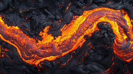 A volcanic eruption with its explosive force mesmerizing eruption column flowing rivers of molten lava