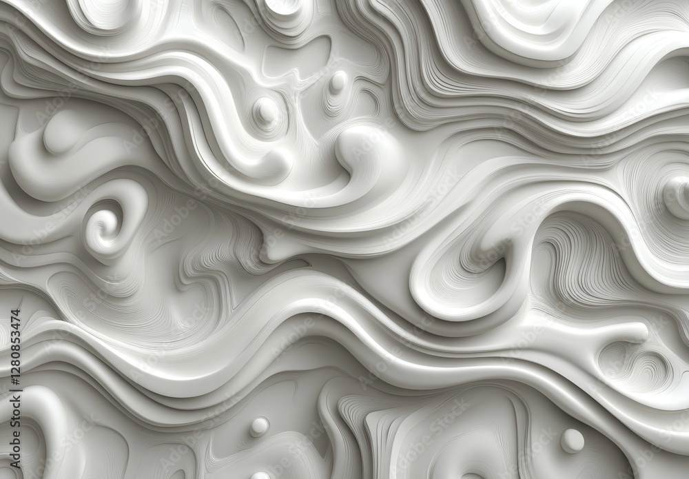 Poster the background features an elegant seamless white wave texture pattern, characterized by a minimalis