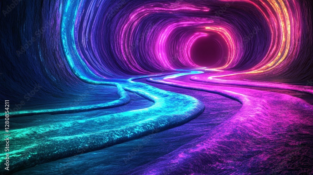 Poster a modern technology background and banner featuring an overlay of abstract curved lines in a wave pa