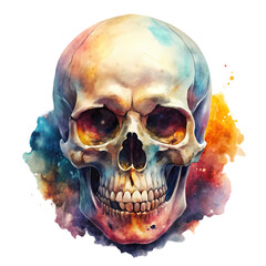 Fototapeta premium Skeletons skulls halloween watercolor generative