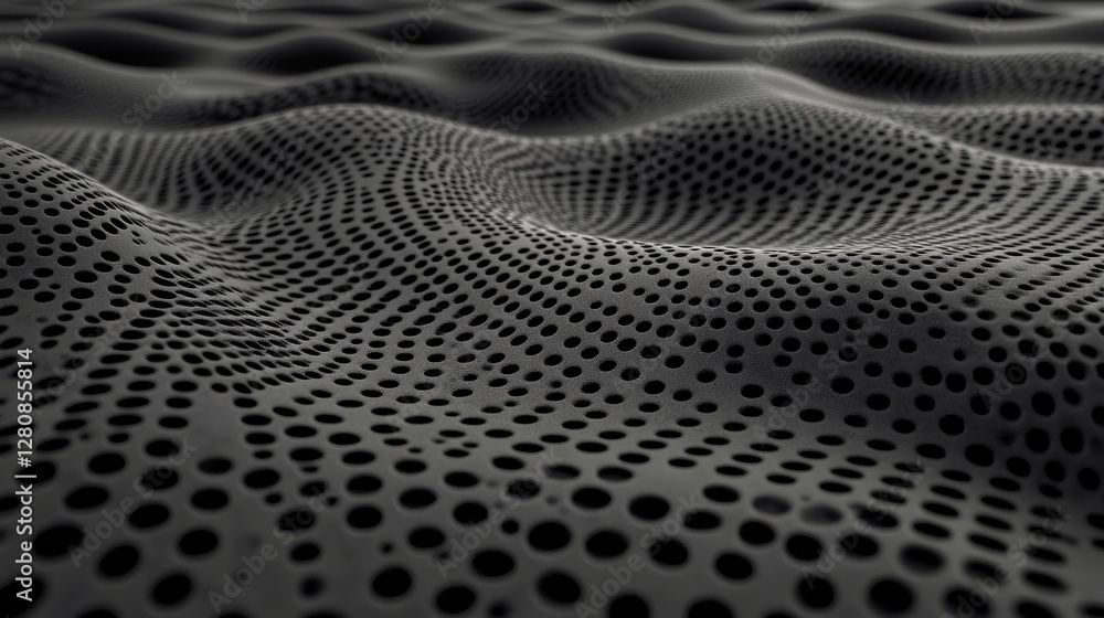 Poster a wavy gray dot pattern on a white background creates an abstract halftone surface