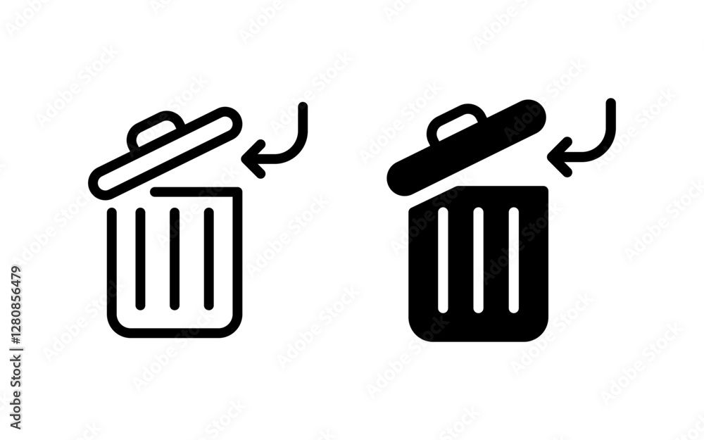Poster trash bin vector icons. trash can icons. delete buttons