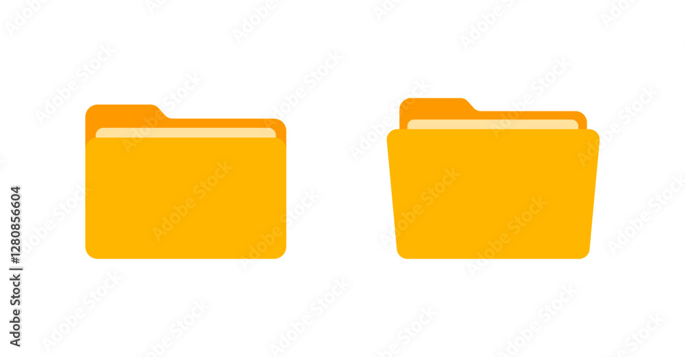 Poster file folder vector icons. file folder in flat style. file folders. yellow folder icons