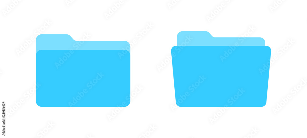 Poster file folder vector icons. blue folder icons. file folder in flat style. file folders.