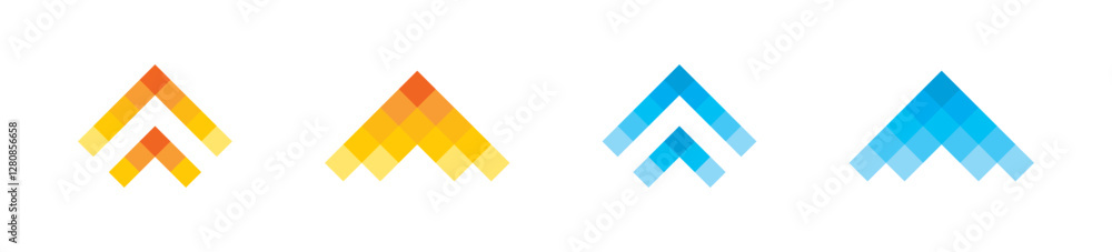 Poster pixel arrows. pixel art arrow icons. 8 bit pixel arrows vector icon.