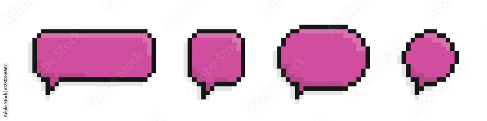Poster pixel speech bubbles. chat bubbles in pixel art style. chat speech or dialogue. empty pixelated spee