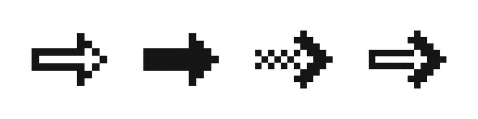 8 Bit pixel arrows. Pixel arrow icons