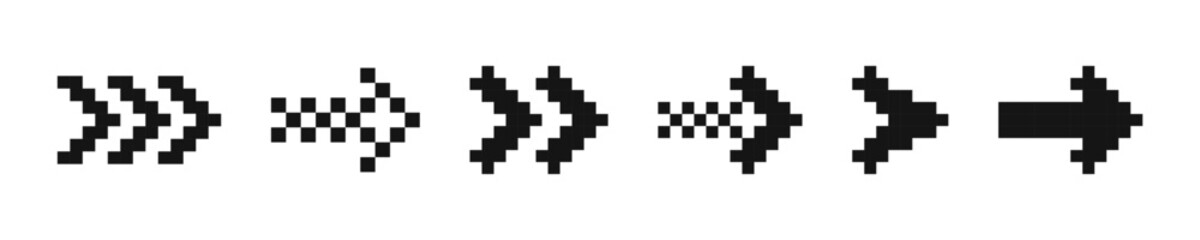 8 Bit pixel arrows vector icon set. Pixel arrows. Vector pixelart arrows. 8 bit pixel arrows. Arrow pixel art.
