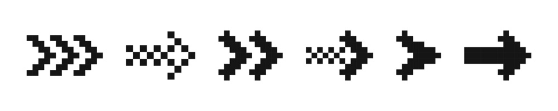 8 Bit pixel arrows vector icon set. Pixel arrows. Vector pixelart arrows. 8 bit pixel arrows. Arrow pixel art.