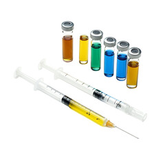 Colorful Vaccine Vials and Syringes: Medical Preparation Image
