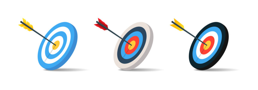 Archery target with arrow. Target and arrow realistic illustration.