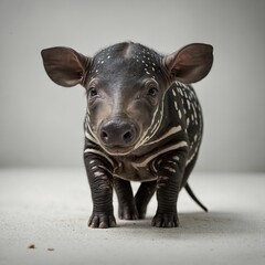 Obraz premium A baby tapir resting on a clean white surface.