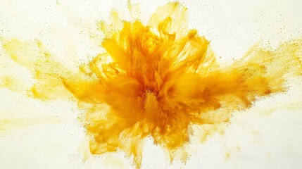Vibrant Golden Yellow Ink Explosion Abstract Background Texture