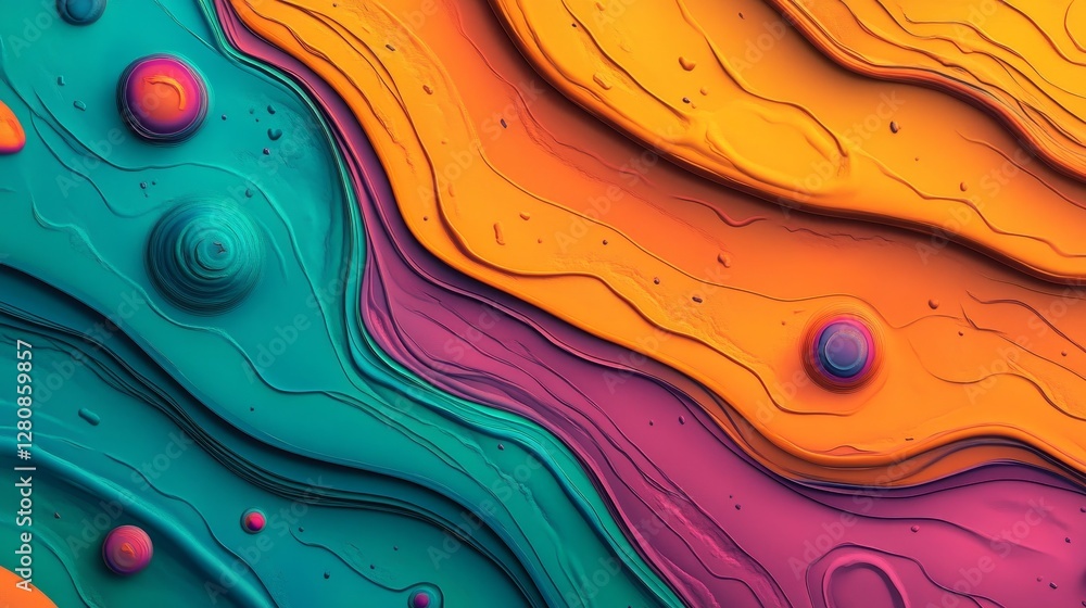Poster the background consists of a colorful gradient and noise, with a multicolor gradation and noise text
