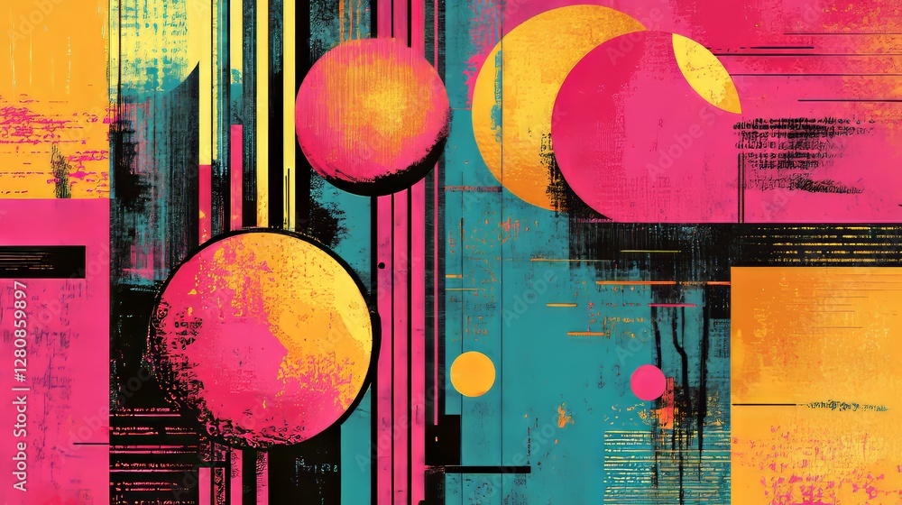 Poster the background consists of a colorful gradient and noise, with a multicolor gradation and noise text