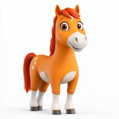 Naklejka premium Cartoon Horse Illustration Isolated On White Background